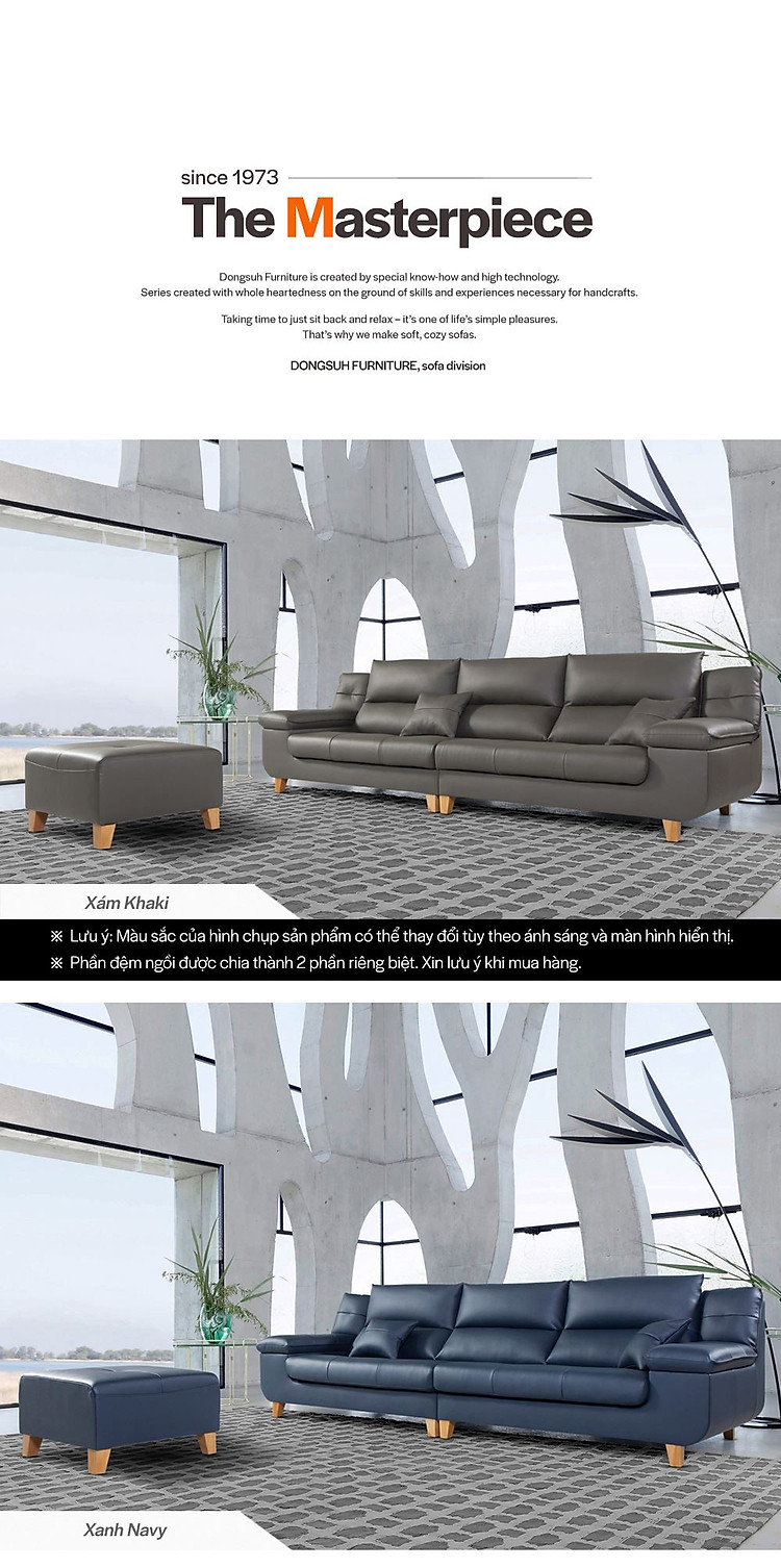 SF303 - GHẾ SOFA DA THẬT 4 CHỖ NGỒI KÈM ĐÔN - GIỚI THIỆU SP 