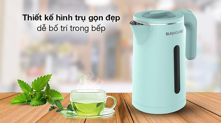 Bình đun siêu tốc Sunhouse 1.8 lít SHD1351 - Thiết kế dạng hình trụ gọn đẹp