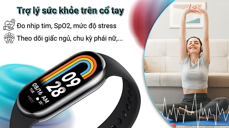 Vòng đeo tay thông minh Mi Band 8 - Tính năng sức khỏe