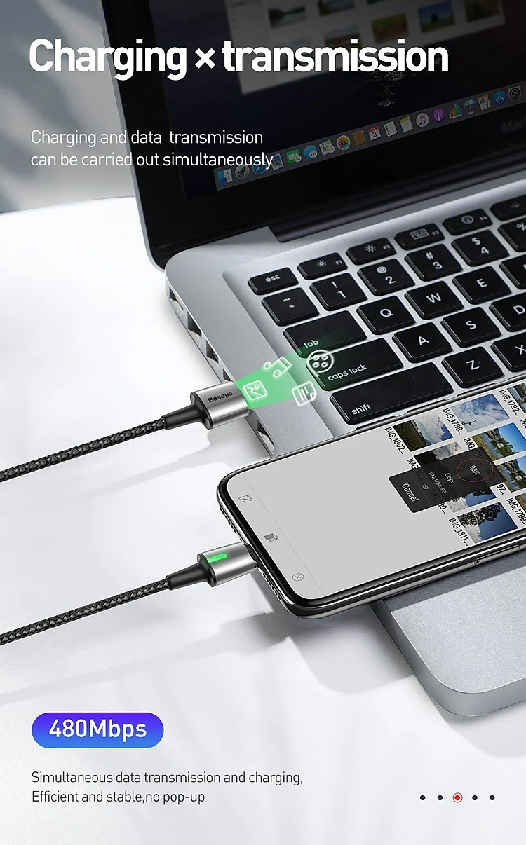 Bộ dây cáp sạc nhanh 3A và 3 đầu sạc từ tính Lightning / Type-C / Micro USB hiệu Baseus Zinc Magnetic Series 2 Cable Kit