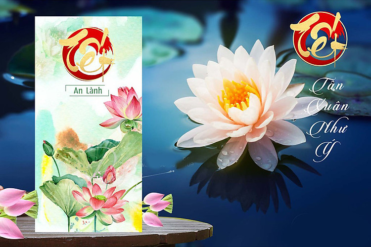 Bộ 10 phong bao lì xì Tết Nguyên Đán Việt Nam mẫu Hoa Sen