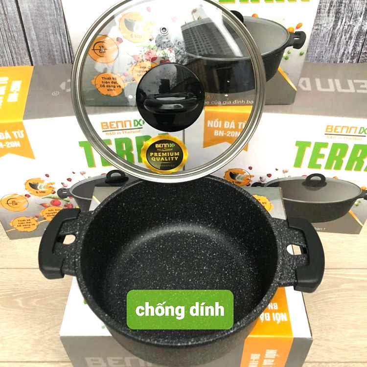 Nồi chống dính vân đá đáy từ Bennix Terra size 18cm