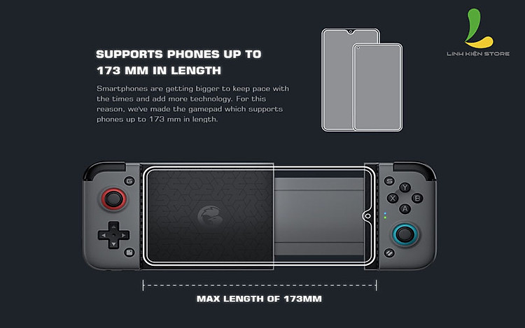Ngàm kéo dài 173 mm Tay cầm chơi game GameSir X2 Bluetooth