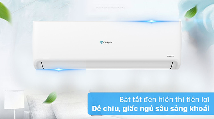 Có thể bật tắt đèn hiển thị dễ chịu khi ngủ trên Máy lạnh Casper Inverter 1 HP