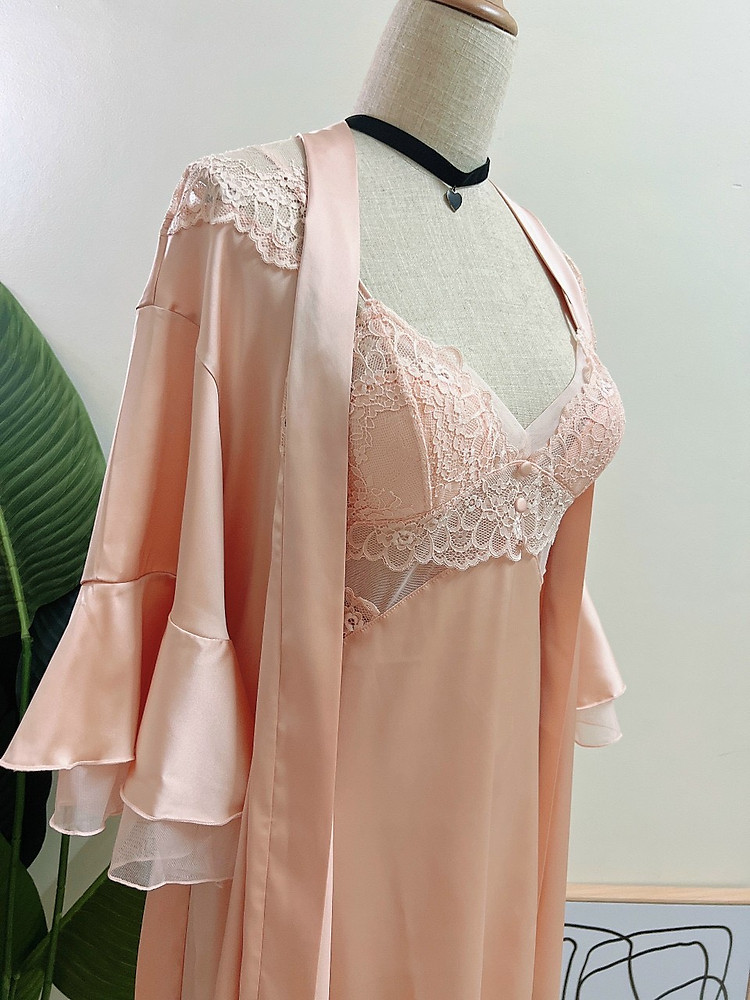 Áo Choàng Trơn Phối Ren Hoa