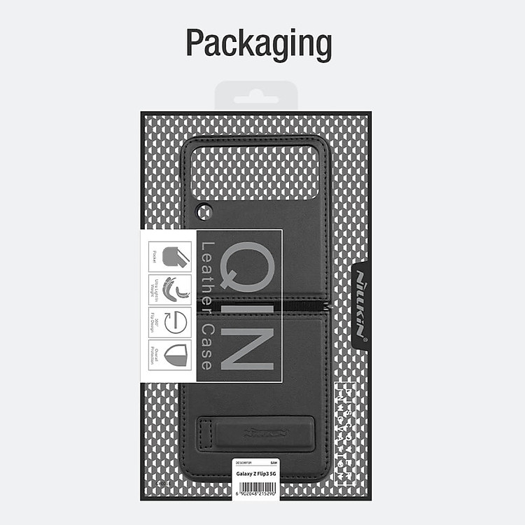 Case bao da chống sốc cho Samsung Galaxy Z Flip 4 trang bị chân chống giá đỡ điện thoại hiệu Nillkin Qin Vegan (bảo vệ máy cực tốt, chất liệu da thật cao cấp, thiết kế thời trang cá tính) - hàng nhập khẩu