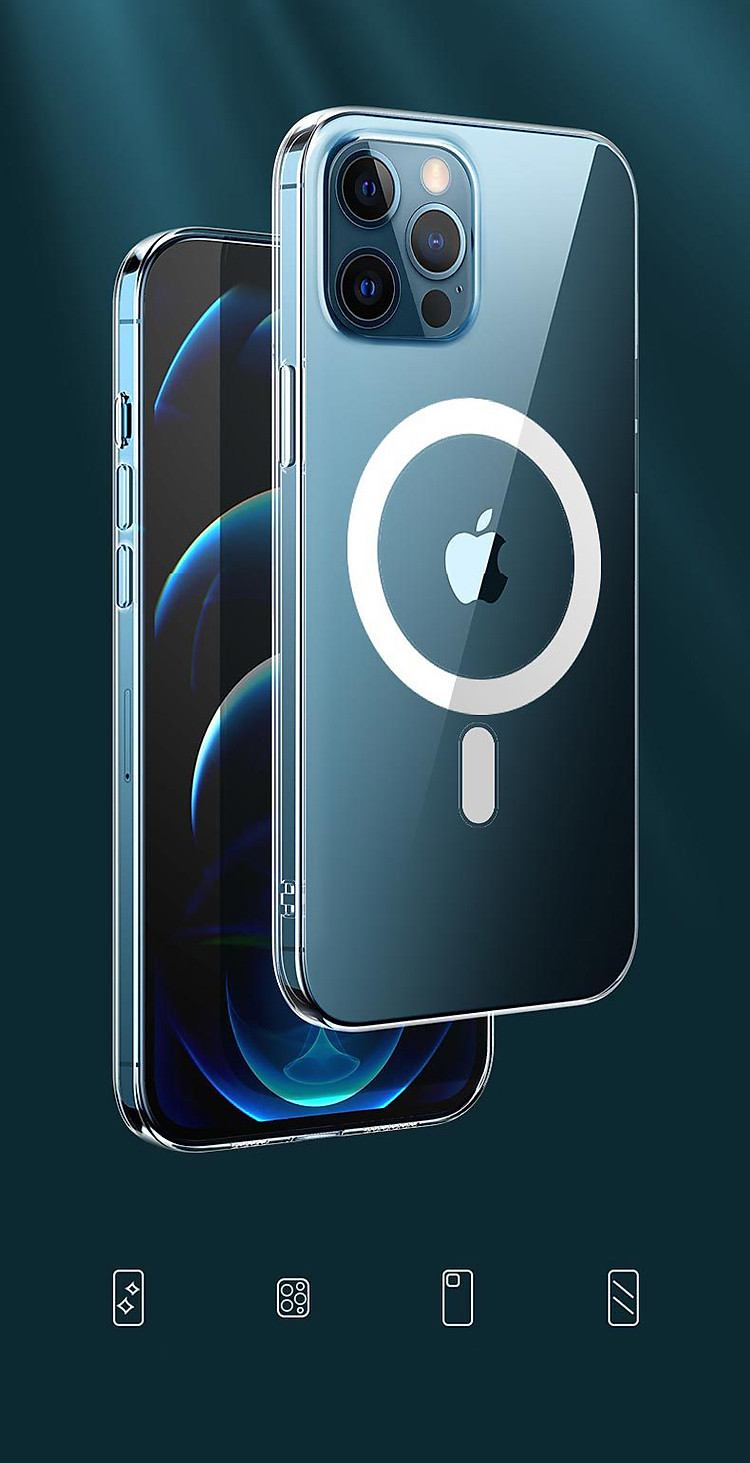 Ốp Lưng Hybrid Clear Case Trong Suốt Hỗ Trợ Sạc Từ Tính dành cho các dòng iPhone- Hàng Chính Hãng