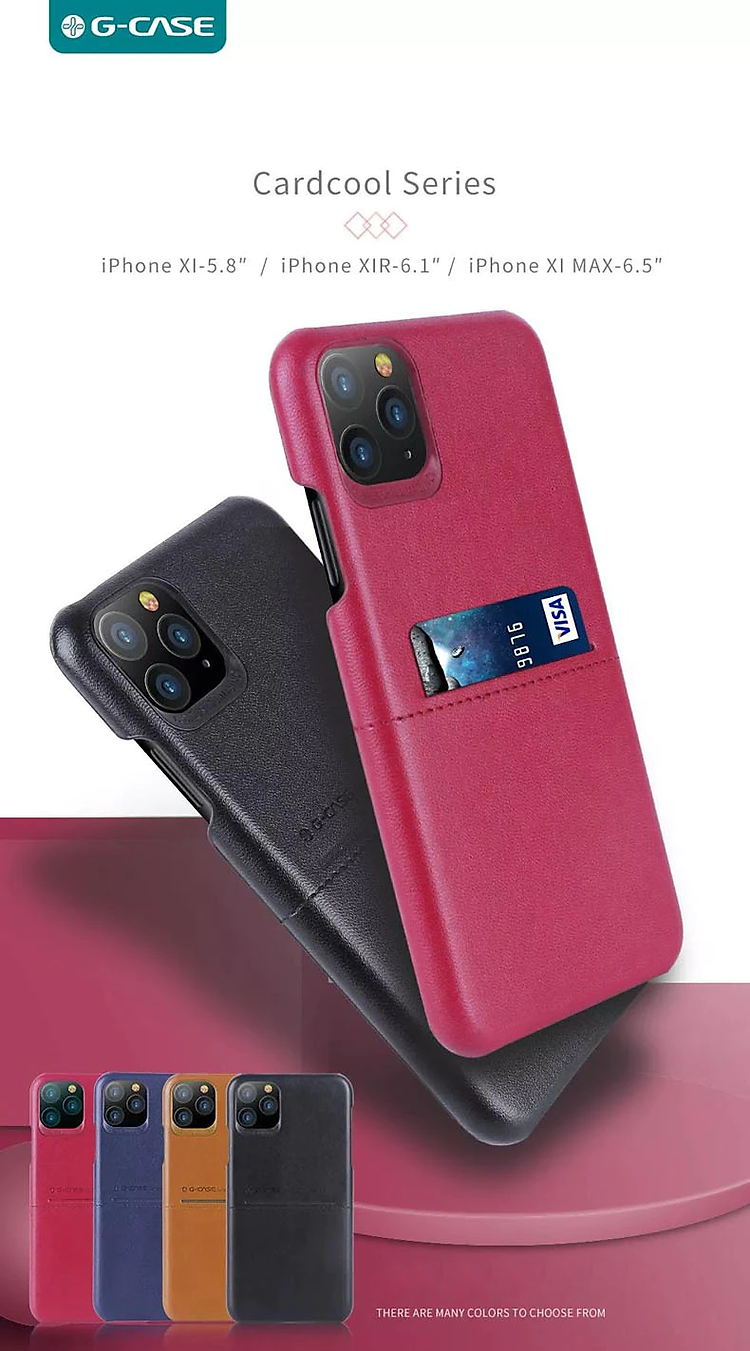 Ốp lưng da chống sốc cho iPhone 11 Pro hiệu G-Case trang bị ngăn đựng thẻ ATM, NameCard mặt siêu mềm mịn, chống sốc tốt, bảo vệ tuyệt đối - hàng nhập khẩu