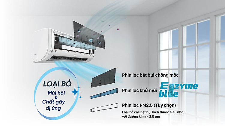 Máy lạnh Daikin Inverter 1.5 HP FTKA35VMVMV - Thanh lọc không khí với phin lọc Enzyme Blue