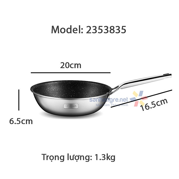 Chảo chống dính Inox liền khối sâu lòng Elmich Trimax CZ EL-3835 size 20cm