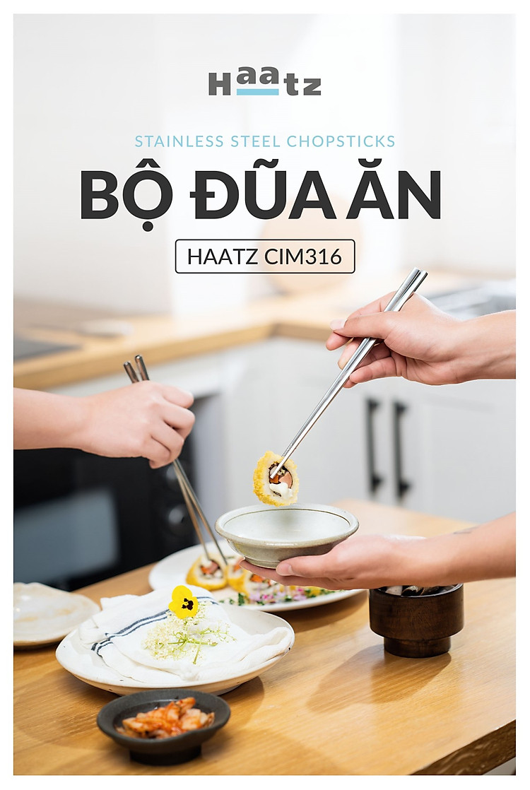 Bộ 10 đôi đũa inox 316L Haatz Hàn Quốc CIM316