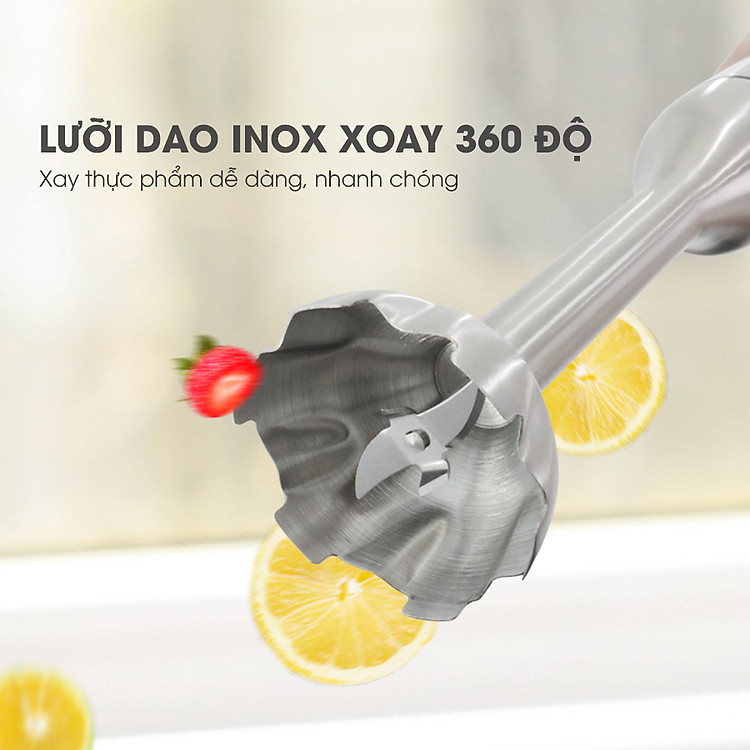 Máy xay sinh tố cầm tay đa năng Lebenlang LBL3969, nhiều đầu thay thế, công  suất 1200W, lưỡi dao inox 304, 7 mức độ xay, dễ dàng tháo rời, bảo hành 2