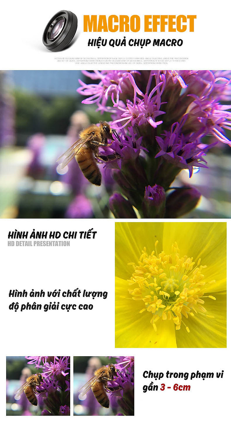 Bộ kính lens cho điện thoại góc rộng Wide Angle, Macro chất lượng 4K HD 0.6X Aturos LN01