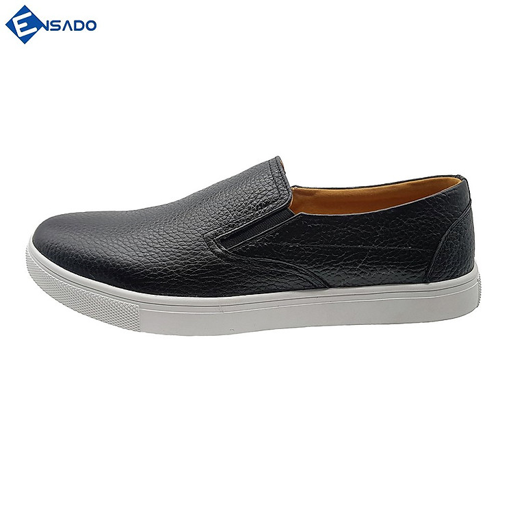  Giày Slip On Nam Giày Sneaker Nam Da Bò Nguyên Tấm Năng Động Trẻ Trung Ensado SL1316 (Đen) 