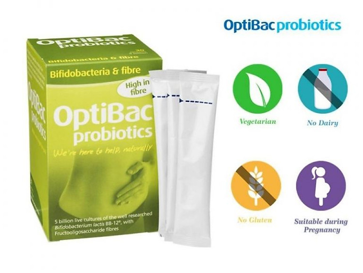 Thực phẩm Men vi sinh OptiBac Probiotics xanh Anh 30 gói hỗ trợ điều trị táo bón Dành cho Mẹ và bé