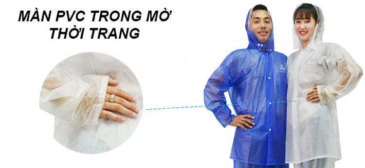 Chắt liệu PVC bộ áo mưa trong màu RANDO