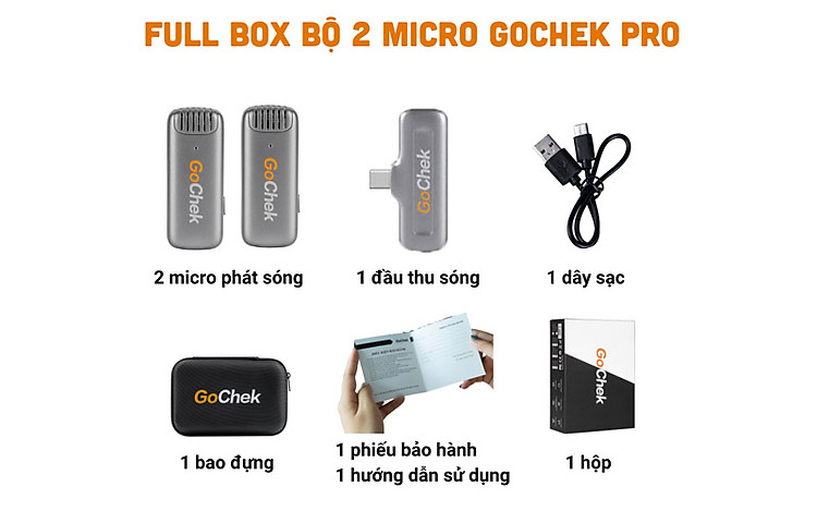 Trọn bộ phụ kiện Micro thu âm không dây GoChek B01 Pro