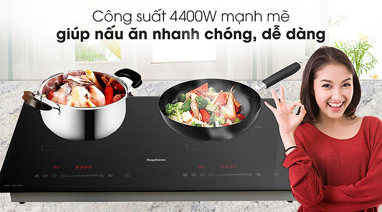 Bếp từ đôi Nagakawa NAG1202M công suất 4400w