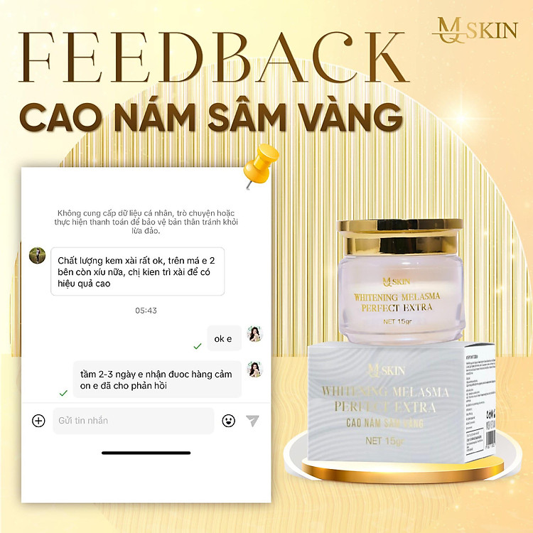 Feedback dùng combo kem face sâm vàng mq skin