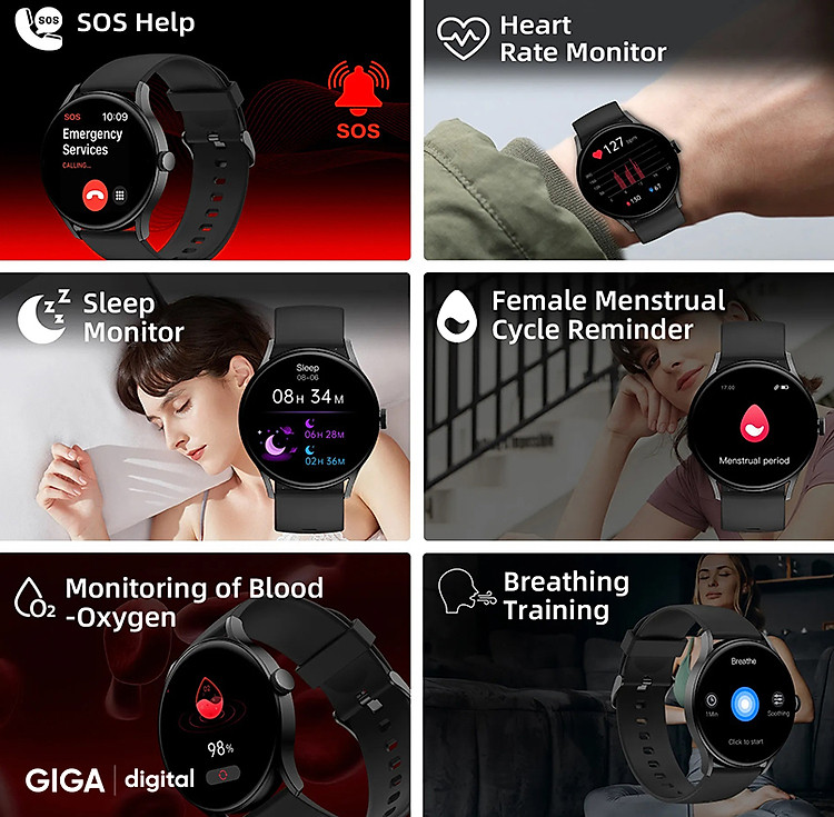 Smartwatch Imilab Imiki TG1 giúp theo dõi sức khỏe 24 giờ