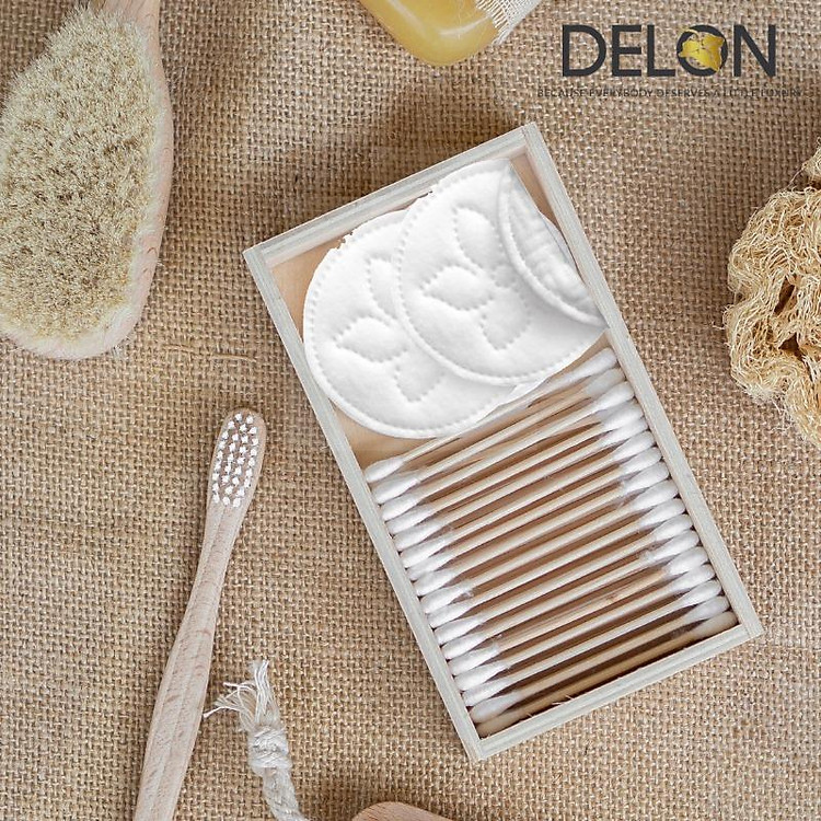 Hộp 80 miếng Bông tẩy trang thượng hạng DELON từ thiên nhiên - DELON Naturelle Luxurious Cotton Rounds 2