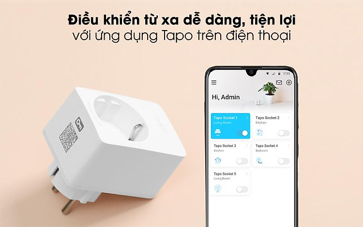 Dễ dàng điều khiển từ xa - Ổ Cắm Điện Thông Minh 1 Lỗ TP-Link Tapo P100 Trắng