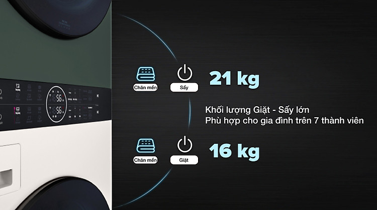 LG Inverter 21 kg WT2116SHEG - Khối lượng giặt sấy lớn