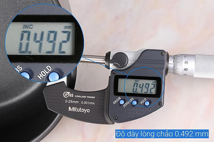 Độ dày lòng chảo inox 3 đáy chống dính 24cm Delites CE002-24