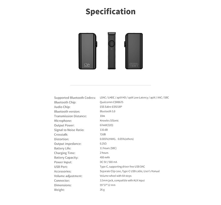 Bluetooth DAC/AMP Shanling UP2