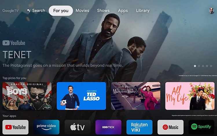 Giao diện màn hình Google tivi TCL 4K 55 inch 55P638