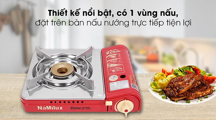 Bếp gas mini Namilux NH-P2915PS - Màu đỏ bạc bắt mắt