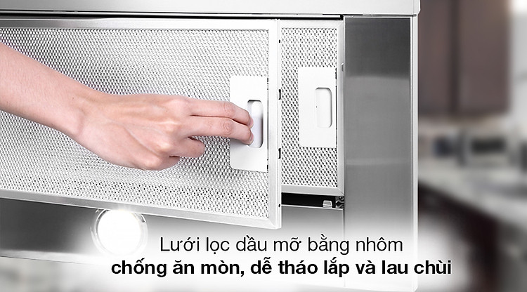 Máy hút mùi âm tủ Hafele HH-TG90E (539.81.075) - Tấm lưới lọc có chất liệu bằng nhôm không gỉ