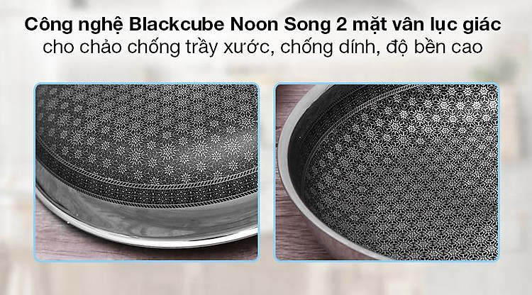 Chảo inox chống dính đáy từ 22cm Kims Cook N122M - Ứng dụng công nghệ Blackcube Noon Song 2 mặt hiện đại 
