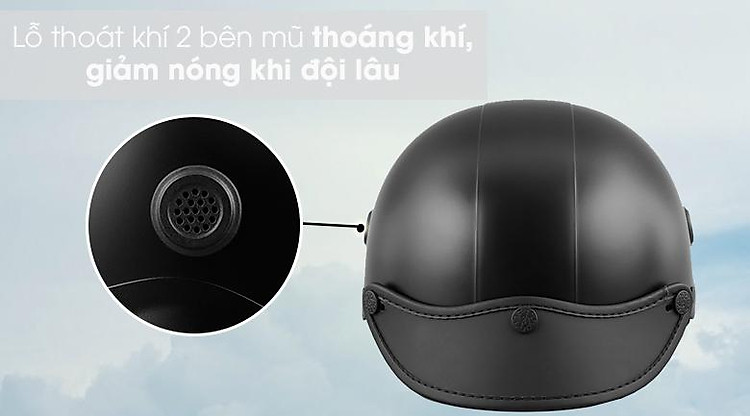 Mũ bảo hiểm nửa đầu size L Nón Sơn NS00807A đen - Ở 2 bên hông mũ có lỗ thoát khí Mũ bảo hiểm nửa đầu size L Nón Sơn NS00807A đen - Ở 2 bên hông mũ có lỗ thoát khí