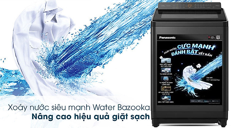 Máy giặt Panasonic 11.5 Kg NA-FD115X3BV lồng đứng - Hệ thống xoáy nước Water Bazooka
