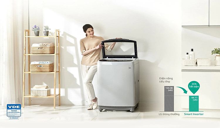 Máy giặt LG 10.5 kg T2350VS2W thiết kế hiện đại, gọn nhẹ