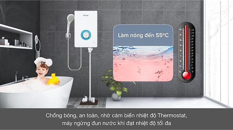 Máy nước nóng trực tiếp Casper 4500W EN-45TH11 - Kiểm soat nhiệt độ Thermostat