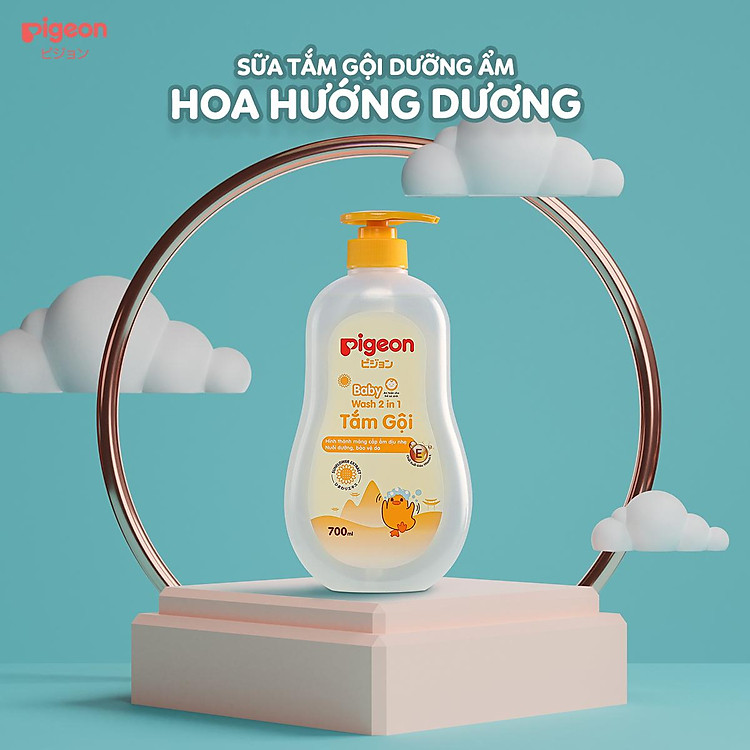 Gel Tắm Gội Trẻ Em Pigeon Baby Wash Gel 2in1 Sunflower Extract 700ml