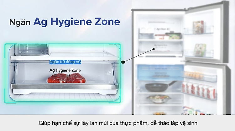 Tủ lạnh có ngăn trữ đông tinh thể bạc Ag Hygiene Zone