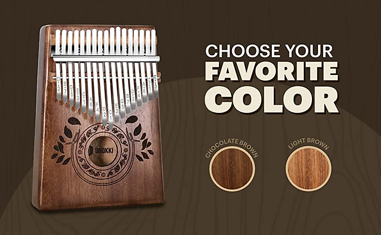 kalimba thumb piano, colors, light brown, chocolate brown