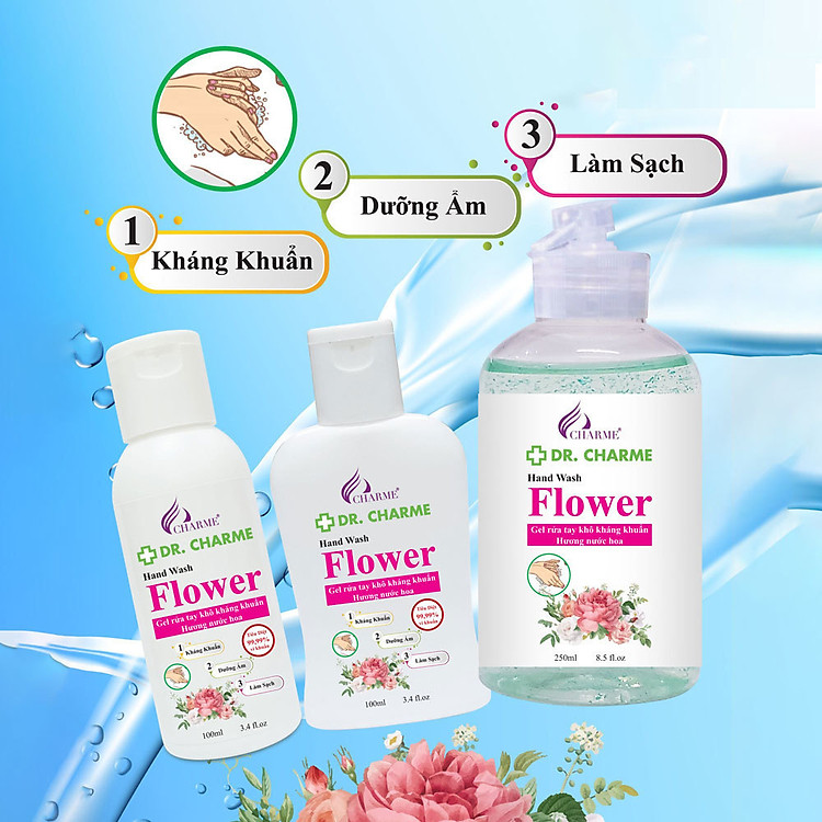 gel rửa tay khô kháng khuẩn hương nước hoa dr. charme flower 100ml 4