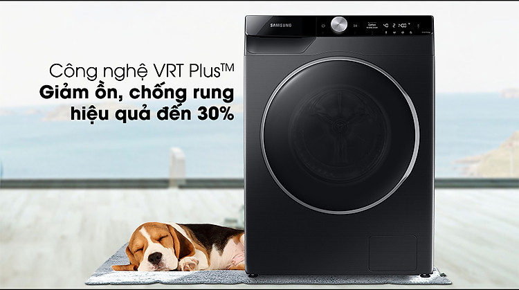 Máy giặt Samsung Inverter 10kg WW10TP44DSB/SV-Giảm thiểu độ ồn, chống rung tốt với công nghệ VRT Plus