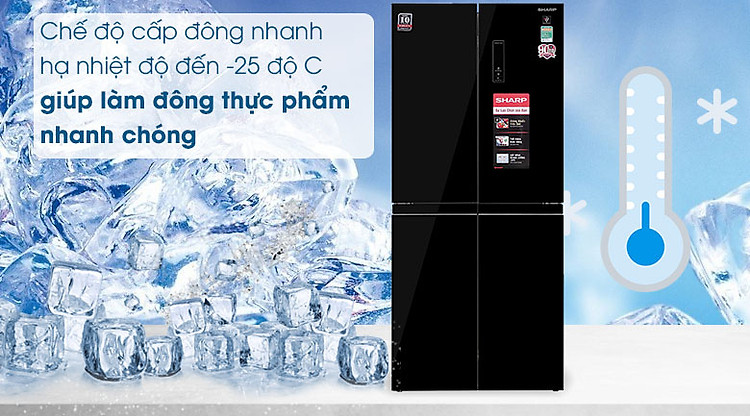 Tủ lạnh Sharp Inverter 401 lít SJ-FXP480VG-BK - Cấp Đông Nhanh