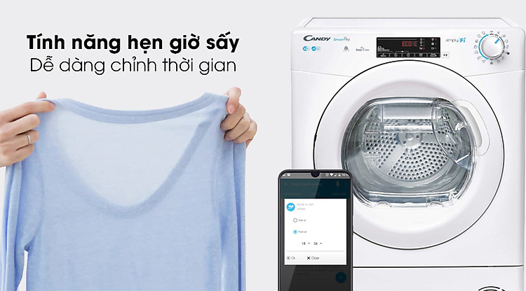 Máy sấy Candy CSO C10TE-S có tính năng hẹn giờ sấy tiện lợi