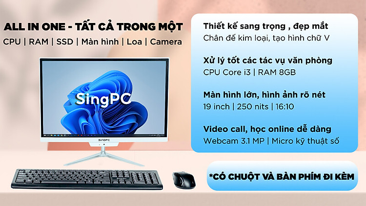 Máy tính All In One SingPC M19K380-W