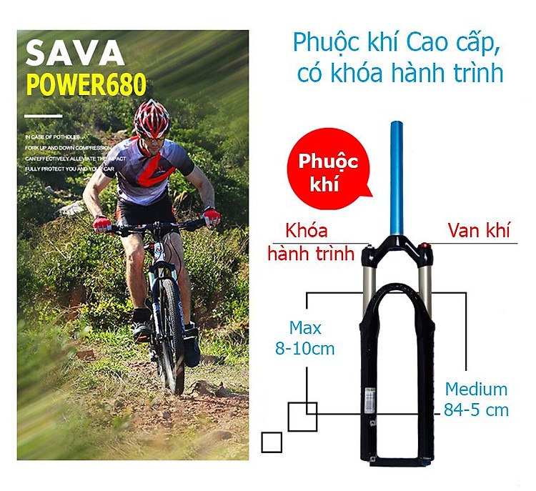 Phuộc xe đạp địa hình Sava Power680.1