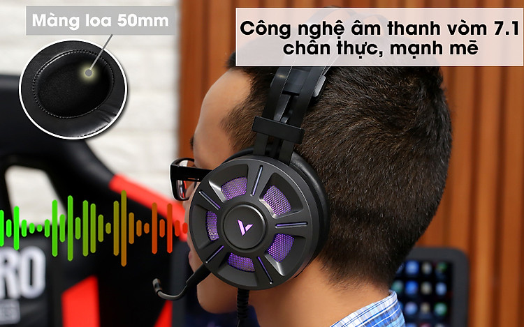 Tai nghe chụp tai Gaming 7.1 Rapoo VH510 Đen - Âm thanh 3D sống động
