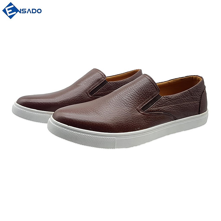  Giày Slip On Nam Giày Sneaker Nam Da Bò Nguyên Tấm Năng Động Trẻ Trung Ensado SL1316 (Nâu) 