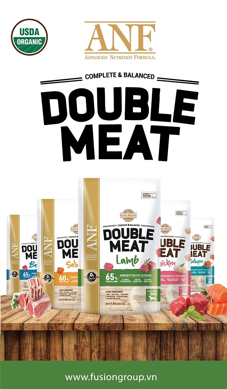 Thức ăn hạt gấp đôi thịt tươi cho chó VỊ CỪU ANF DOUBLE MEAT 1.4KG 1