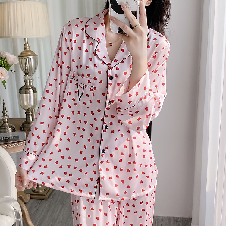 Đồ Ngủ Pijama Lụa Trái Tim